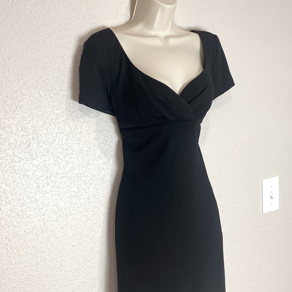 Black midi cocktail dress.